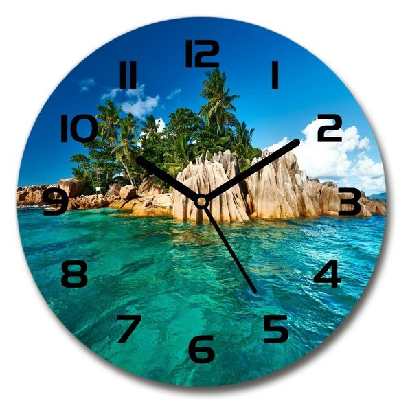 Skleněné hodiny na stěnu Tropický ostrov pl_zso_30_c-f_78907278