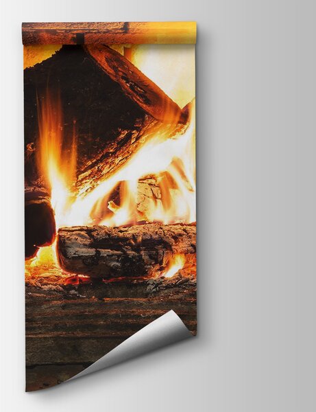 Fototapeta Oheň v krbu, Fototapety s kamennou texturou, Populární fototapety, u83691 - Tapeko.co.cz