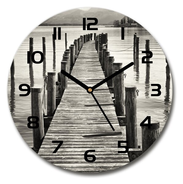 Skleněné hodiny na stěnu Dřevěné molo pl_zso_30_c-f_80039561