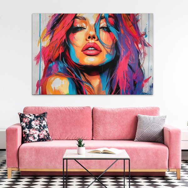 DUBLEZ | Pop art dřevěný obraz - Žena v barvách | UV tisk, Premium