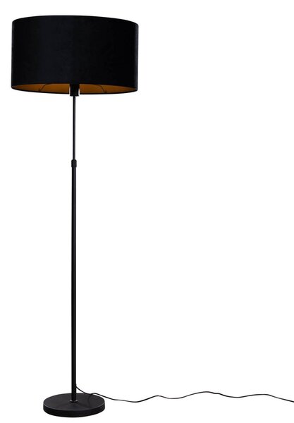 Stojací lampa černá s oválným sametovým stínítkem 50 cm - Parte