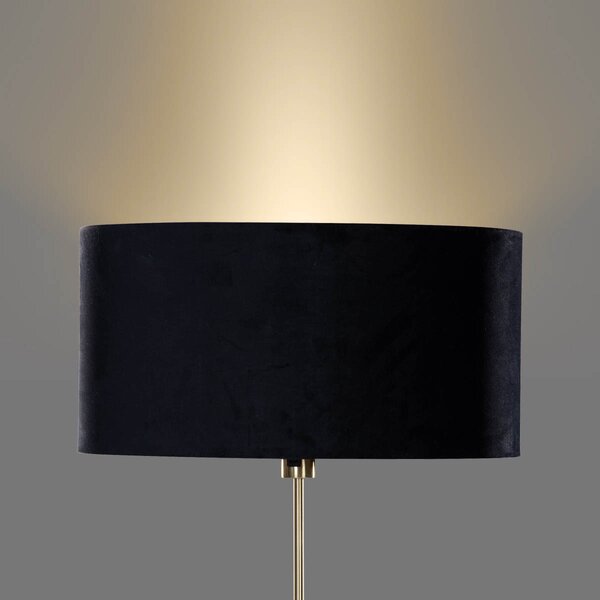 Stojací lampa zlatá s oválným sametovým stínítkem černým 50 cm - Parte