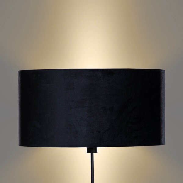 Stojací lampa černá s oválným sametovým stínítkem 50 cm - Parte