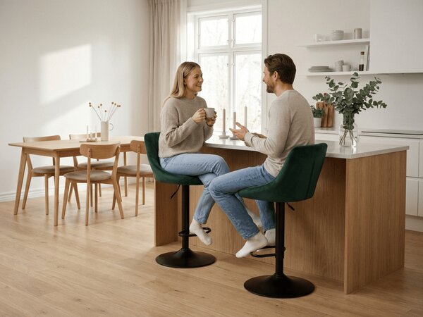 Zelená barová židle VELVET KAST s černou nohou