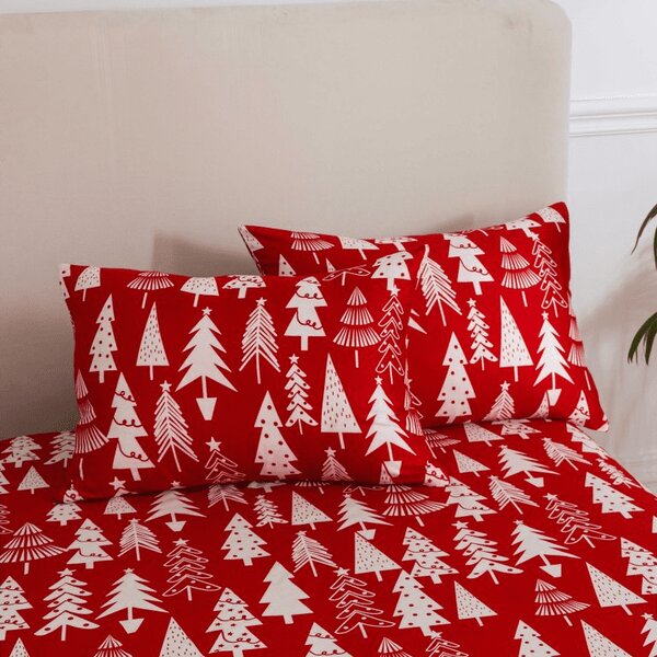 Prostěradlo a povlak na polštář CHRISTMAS TREES Rozměr: 50 x 70 cm | 140 x 240 cm