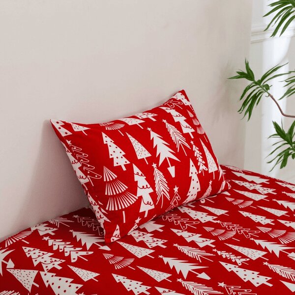 Prostěradlo a povlak na polštář CHRISTMAS TREES Rozměr: 50 x 70 cm | 140 x 240 cm