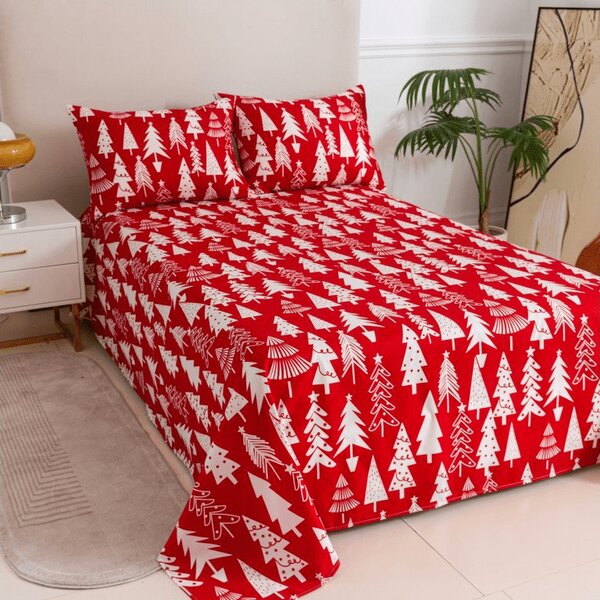 Prostěradlo a povlak na polštář CHRISTMAS TREES Rozměr: 50 x 70 cm | 140 x 240 cm