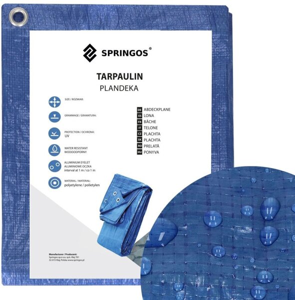 Krycí plachta s oky 3x4 m, 60g PE, modrá SPRINGOS PROTECT