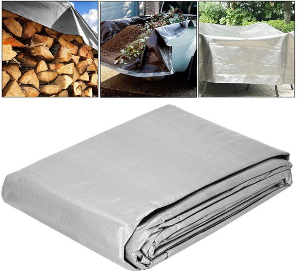Krycí plachta s oky 4x4 m, extra silná 210g PE, šedá SPRINGOS PROTECT