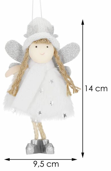 Vánoční ozdoba - Andílek v klobouku 14 cm