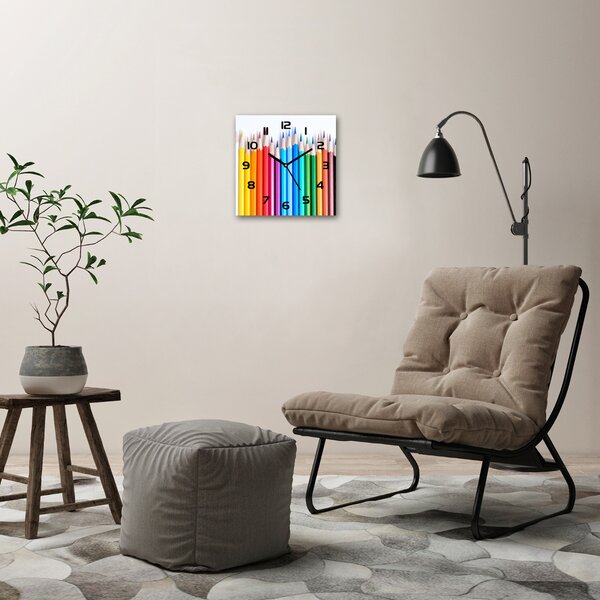 Skleněné hodiny na stěnu Barevné pastelky pl_zsk_30x30_c-f_101549581