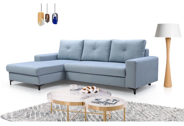 Rohová sedací souprava Abra (modrosivá) (L). Akce -25%