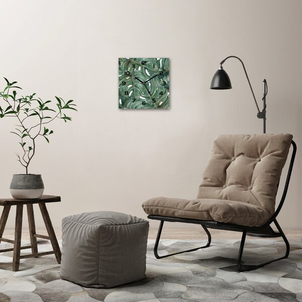 Skleněné nástěnné hodiny čtverec Monstera pl_zsk_30x30_c-f_101969533