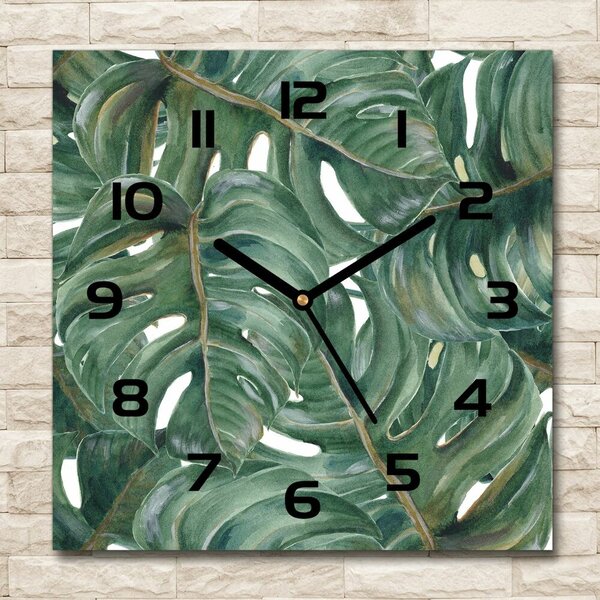 Skleněné nástěnné hodiny čtverec Monstera pl_zsk_30x30_c-f_101969533