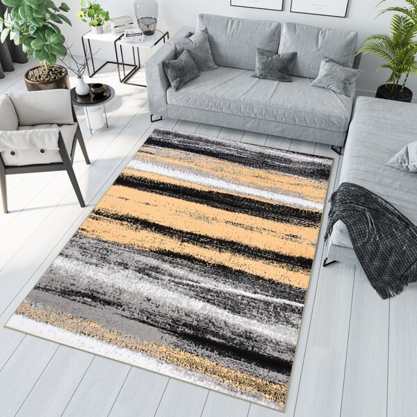 Makro Abra Kusový koberec moderní MAYA Pruhy Q542A žlutý šedý Rozměr: 160x230 cm