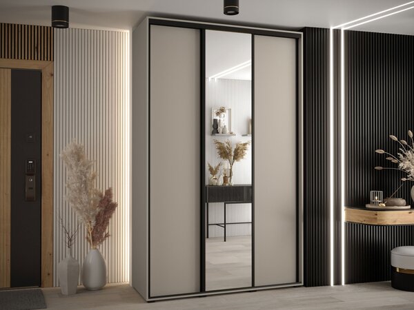 Šatní skříň Fektre 3 150, Barva: kašmír / kašmír + černá 5903211333279