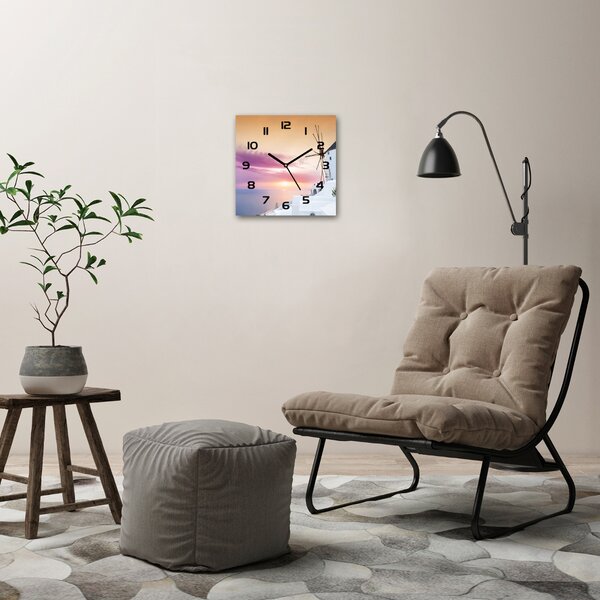 Skleněné hodiny čtverec Santorini Řecko pl_zsk_30x30_c-f_104622811