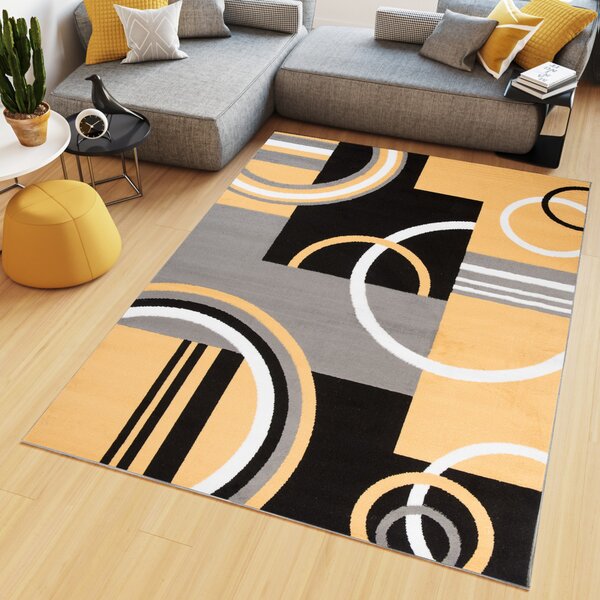 Makro Abra Kusový koberec moderní MAYA Z897A žlutý šedý Rozměr: 120x170 cm