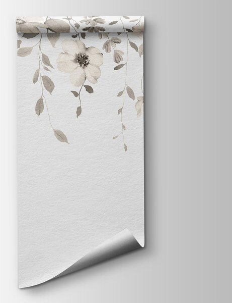 Fototapeta Jemný botanický design na bílém pozadí, Květinové fototapety, Populární fototapety, w03315v1 - Tapeko.co.cz