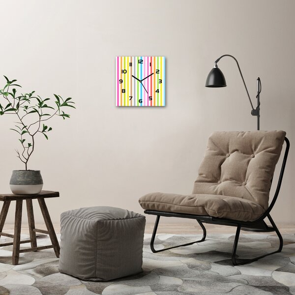 Skleněné hodiny čtverec Barevné pásky pl_zsk_30x30_c-f_114939389