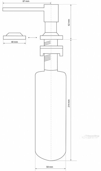 Gamma Quatro, dávkovač saponátu pro kuchyňský dřez 300ml, grafitová, GMA-DOK-GM