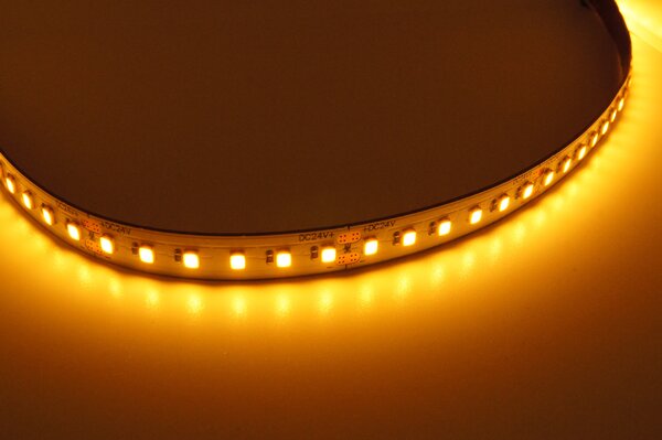 AMBER pásek 9,6W/m, 1800K, 10mm, PROFI, 24V, IP20, 120LED/m, 2835, 5let záruka