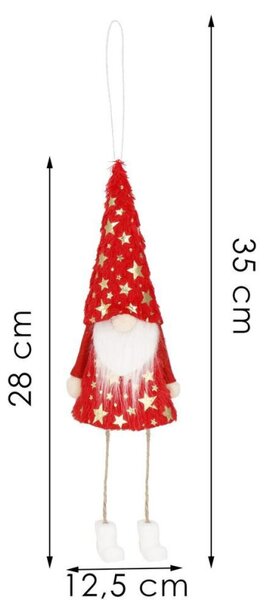 Skřítek GNOM s čepicí s hvězdami 35cm, vánoční ozdoba
