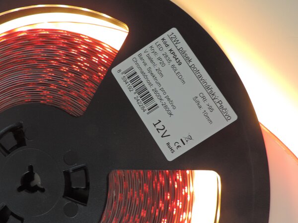 Potravinářský pásek: PEČIVO, 2600K, 12W/m, PROFI, 12V, IP20, 60LED/m, SMD2835, záruka 5 let
