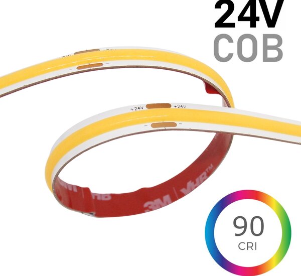 LED pásek COB 4W/m, 24V, IP20, 320LED/m, CRI>90 Barva světla: Studená bílá, 6500K
