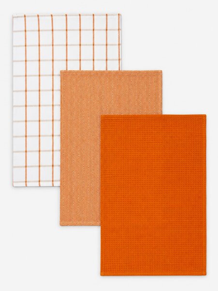 Sinsay - Sada kuchyňských utěrek s bavlnou 3 pack - oranžová