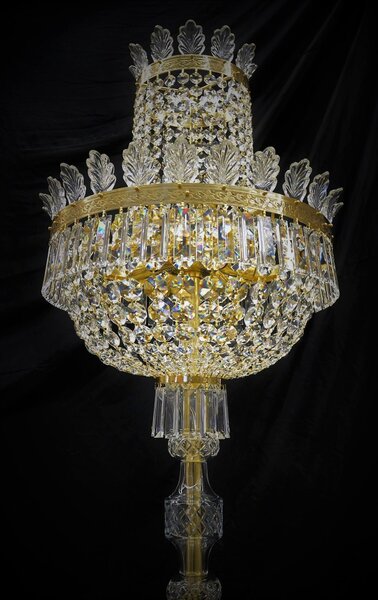 Vysoká stojací lampa ve stylu Terezie s motivem palmových listů a košíkem ze štrassových kamenů Pj75190-10