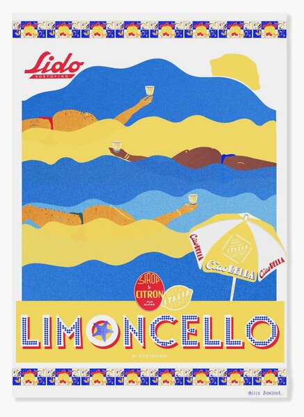 Plakát Hello Bonjour - En Vacances Limoncello