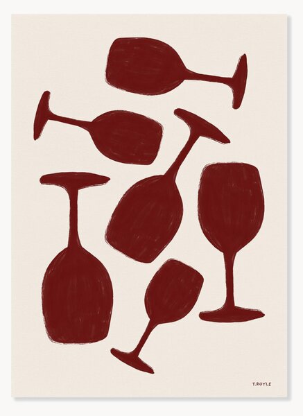 Plakát Tara Royle - Abstract Wine Glasses