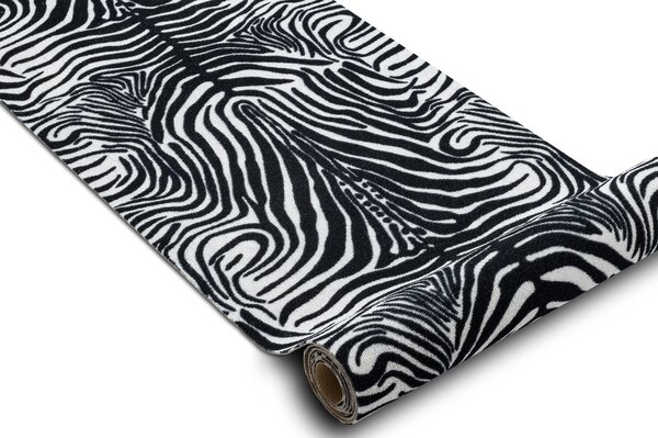 Balta Běhoun pogumovaný DIGITAL ZEBRA Zvířecí kůže bílý černý Šíře: 65 cm