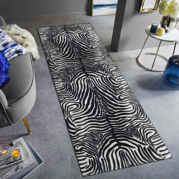 Balta Běhoun pogumovaný DIGITAL ZEBRA Zvířecí kůže bílý černý Šíře: 65 cm