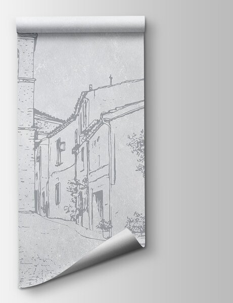 Fototapeta Kresba ulice se zvonicí, Populární fototapety, Populární fototapety, w03346v1 - Tapeko.co.cz