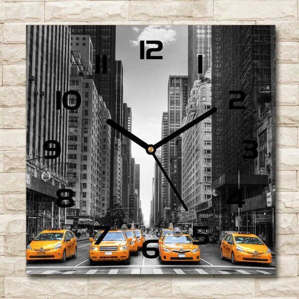 Skleněné hodiny čtverec Taxi New York pl_zsk_30x30_c-f_44846834
