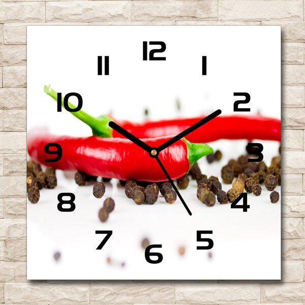 Skleněné hodiny čtverec Chilli a pepř pl_zsk_30x30_c-f_43194719