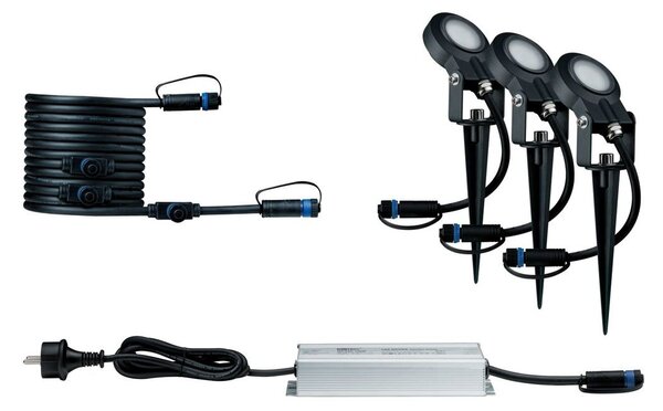 P 5173 Plug & Shine startovací sada Smart Home smik + LED zápich Sting 3000K 3x6,4W 75VA bílá/antracit - PAULMANN