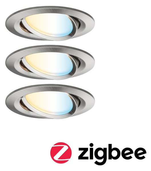 P 5180 Startovací sada Smart Home smik Gateway nástěnný ovladač + LED vestavné svítidlo Nova Plus Coin základní sada výklopné měnitelná bílá - PAULMANN