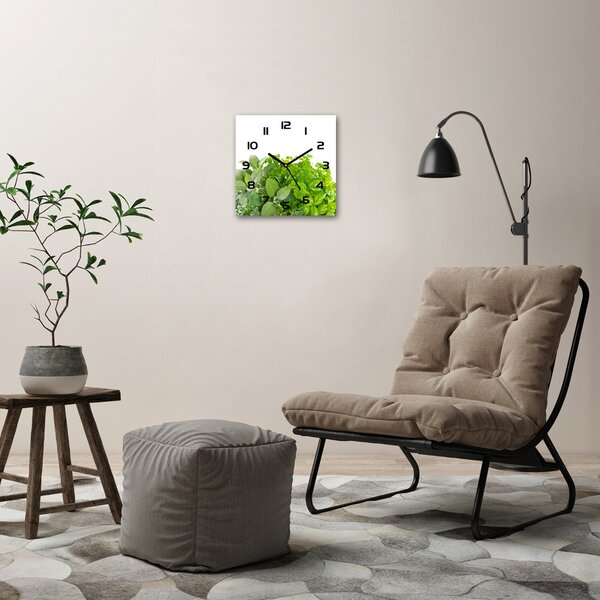 Skleněné nástěnné hodiny čtverec Bylinky pl_zsk_30x30_c-f_42979948