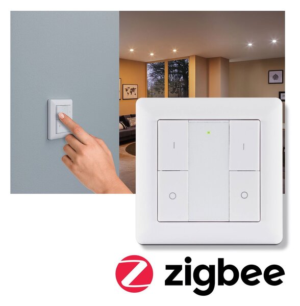 P 5180 Startovací sada Smart Home smik Gateway nástěnný ovladač + LED vestavné svítidlo Nova Plus Coin základní sada výklopné měnitelná bílá - PAULMANN