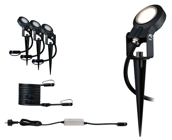 P 5173 Plug & Shine startovací sada Smart Home smik + LED zápich Sting 3000K 3x6,4W 75VA bílá/antracit - PAULMANN