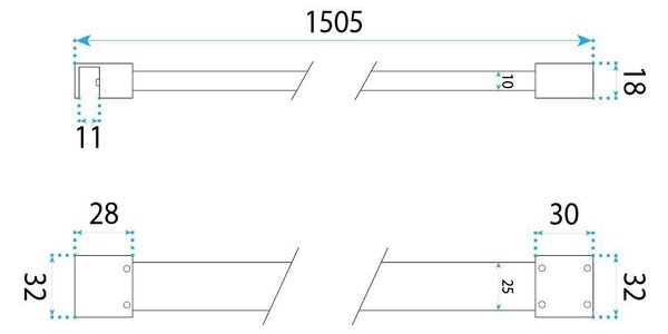 Vzpěra pro sprchovou zástěnu 150 cm Rea Chrome