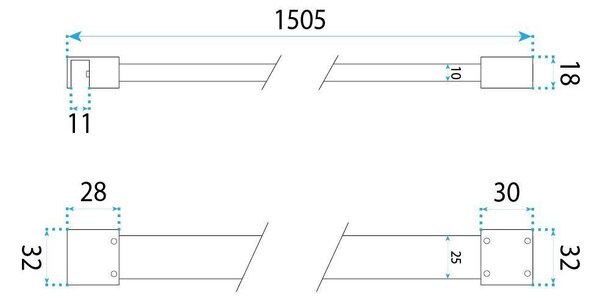 Vzpěra pro sprchovou zástěnu 150 cm Rea Black
