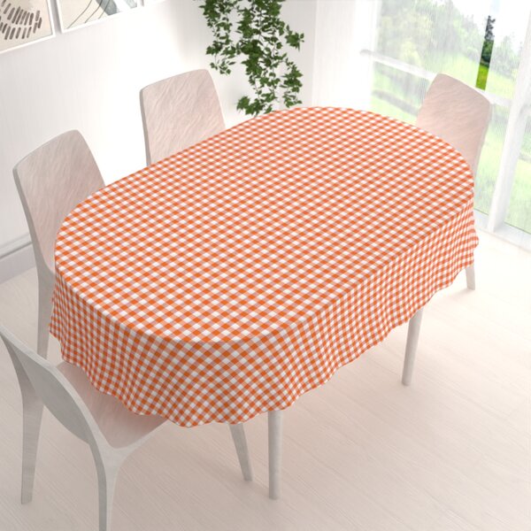 Biante Dekorační oválný ubrus Rebeka RE-005 Oranžovo-bílá kostka střední 100x140 cm