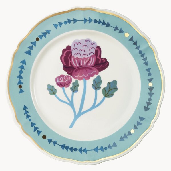 Ručně vyrobený porcelánový mělký talíř Botanica