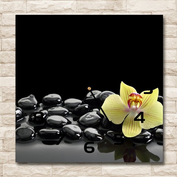 Skleněné nástěnné hodiny čtverec Orchidej pl_zsk_30x30_c-f_53476359