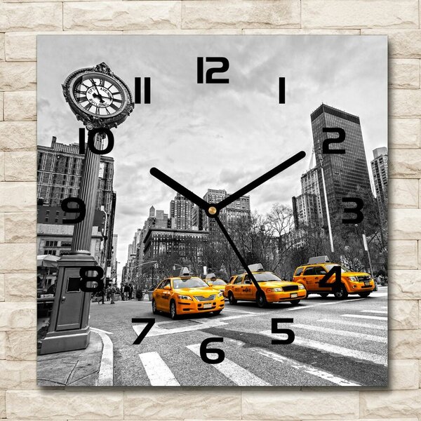 Skleněné hodiny čtverec Taxi New York pl_zsk_30x30_c-f_58379614