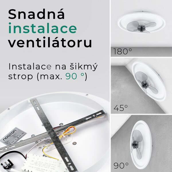 Noaton 13045W Puppis, bílá, stropní ventilátor se světlem (Použitý, Záruka 21 měsíců)